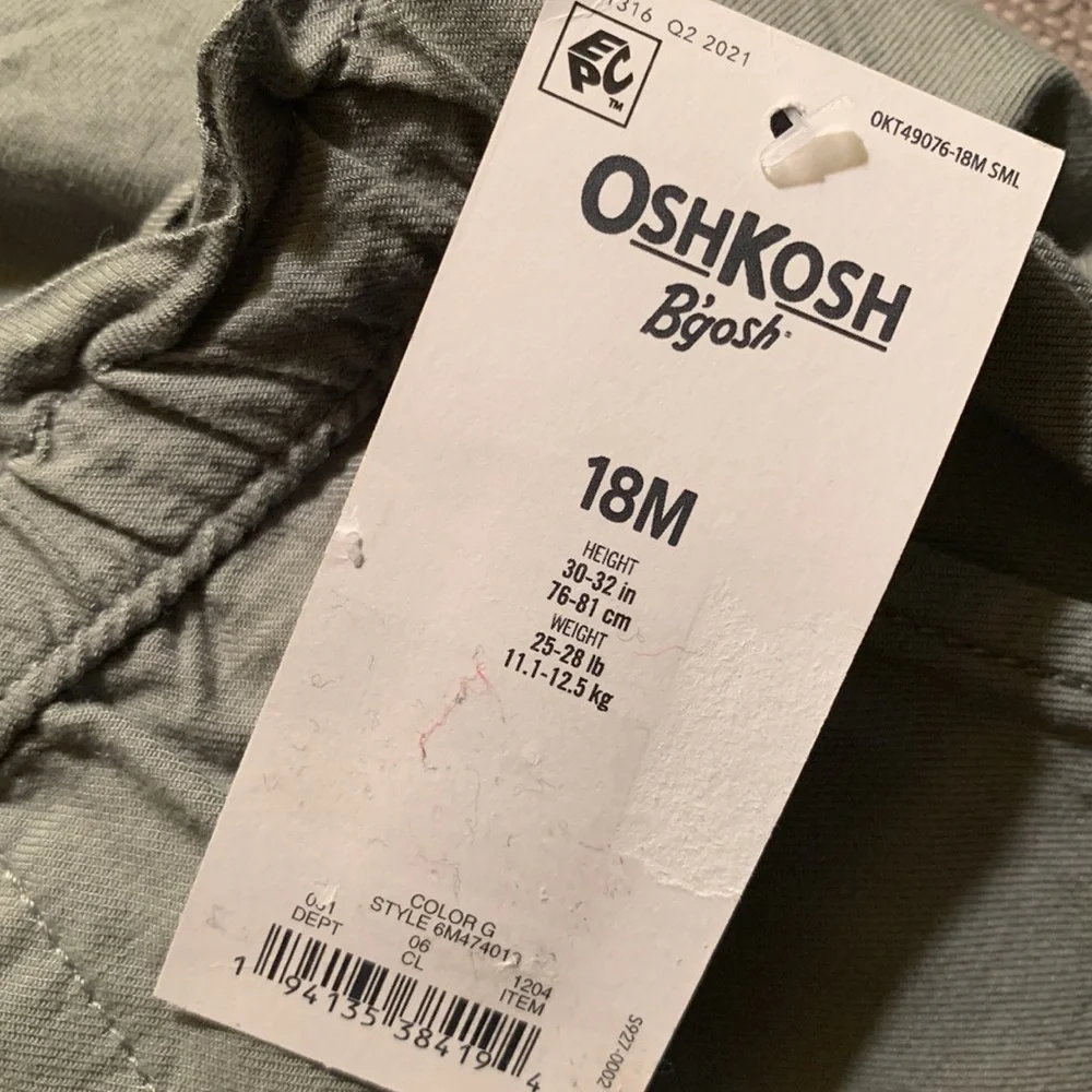 OshKosh B’gosh Toddler Girls Embroidered Pants in Olive